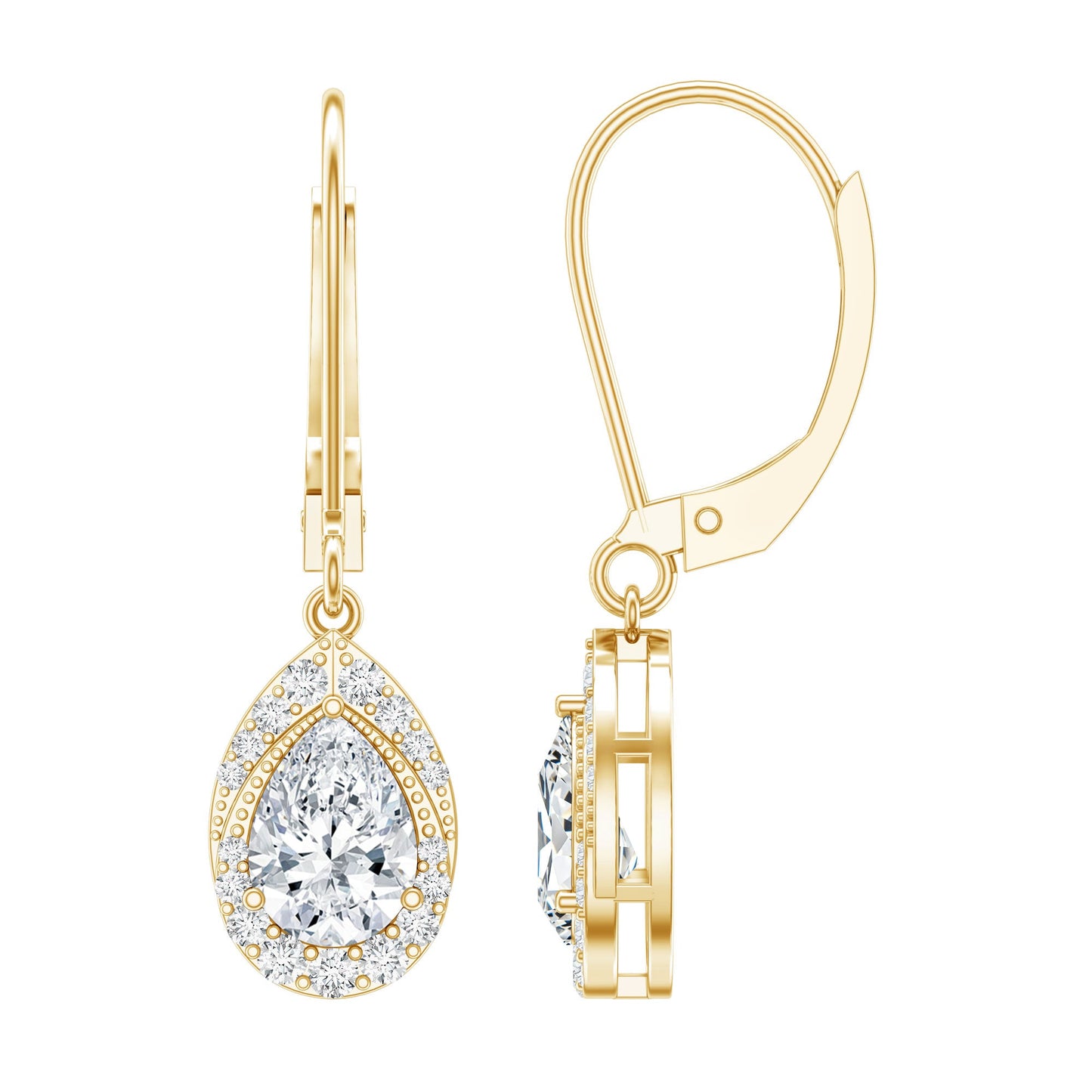 Lab Grown Diamond Drop Dangle Earrings With Lever Back
