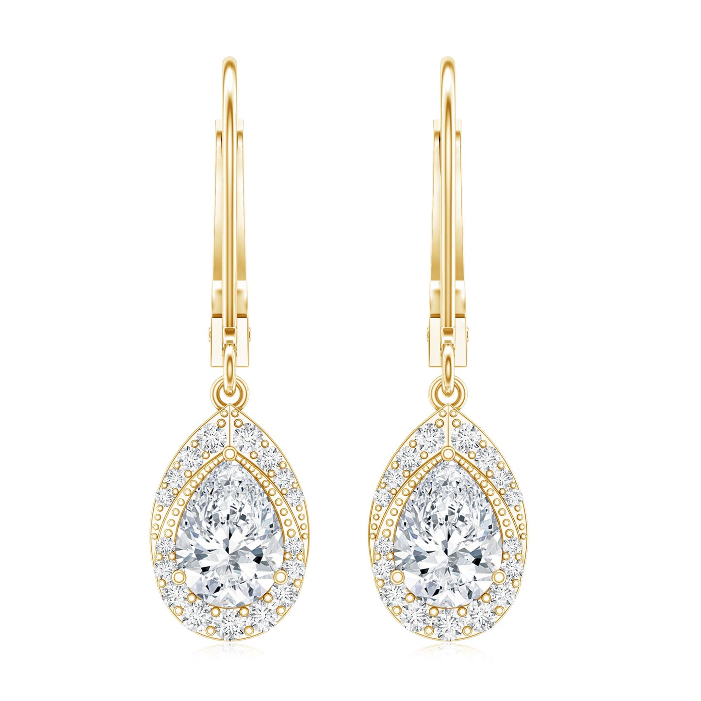 Lab Grown Diamond Drop Dangle Earrings With Lever Back