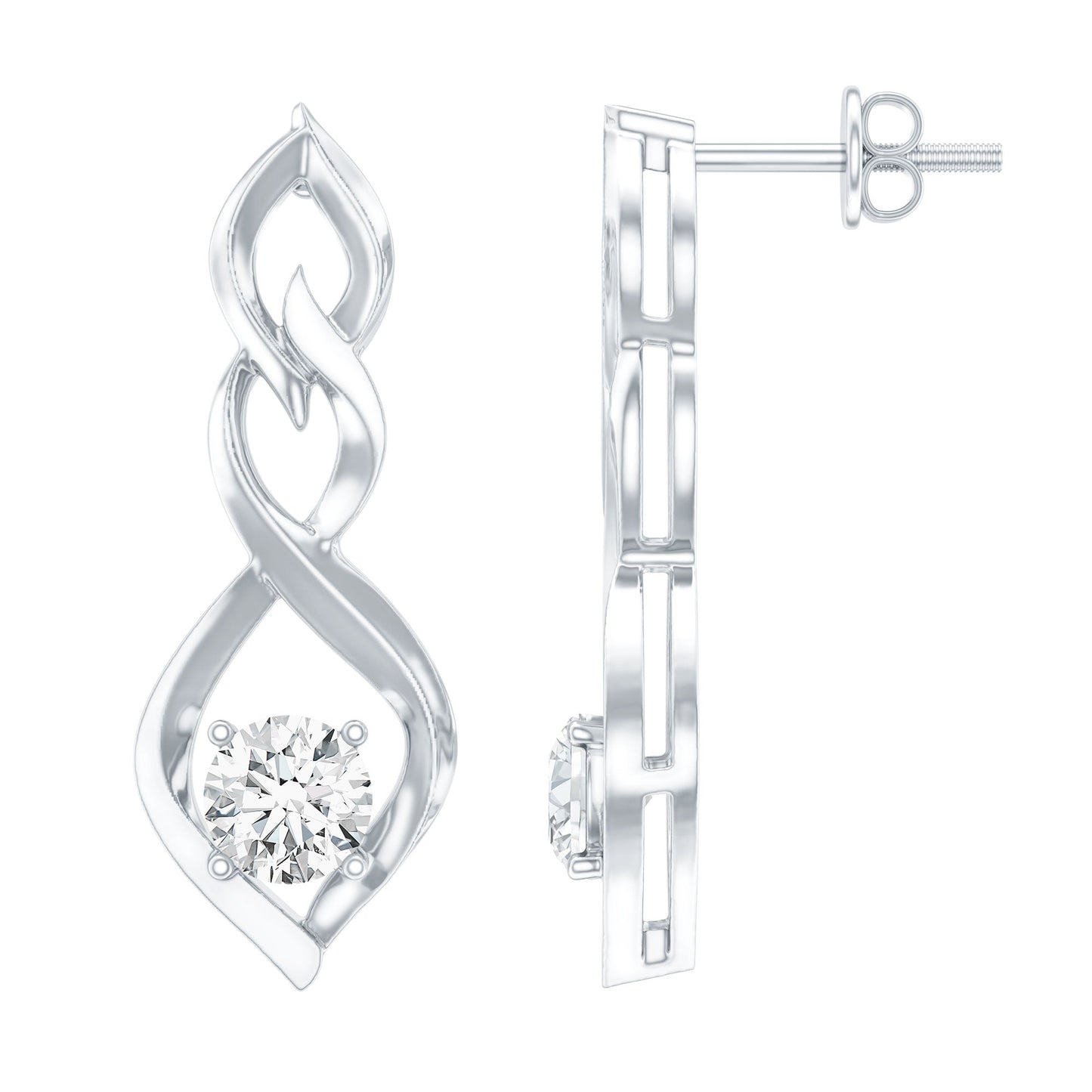 Certified Lab Grown Diamond Bridal Earrings With Screw Back