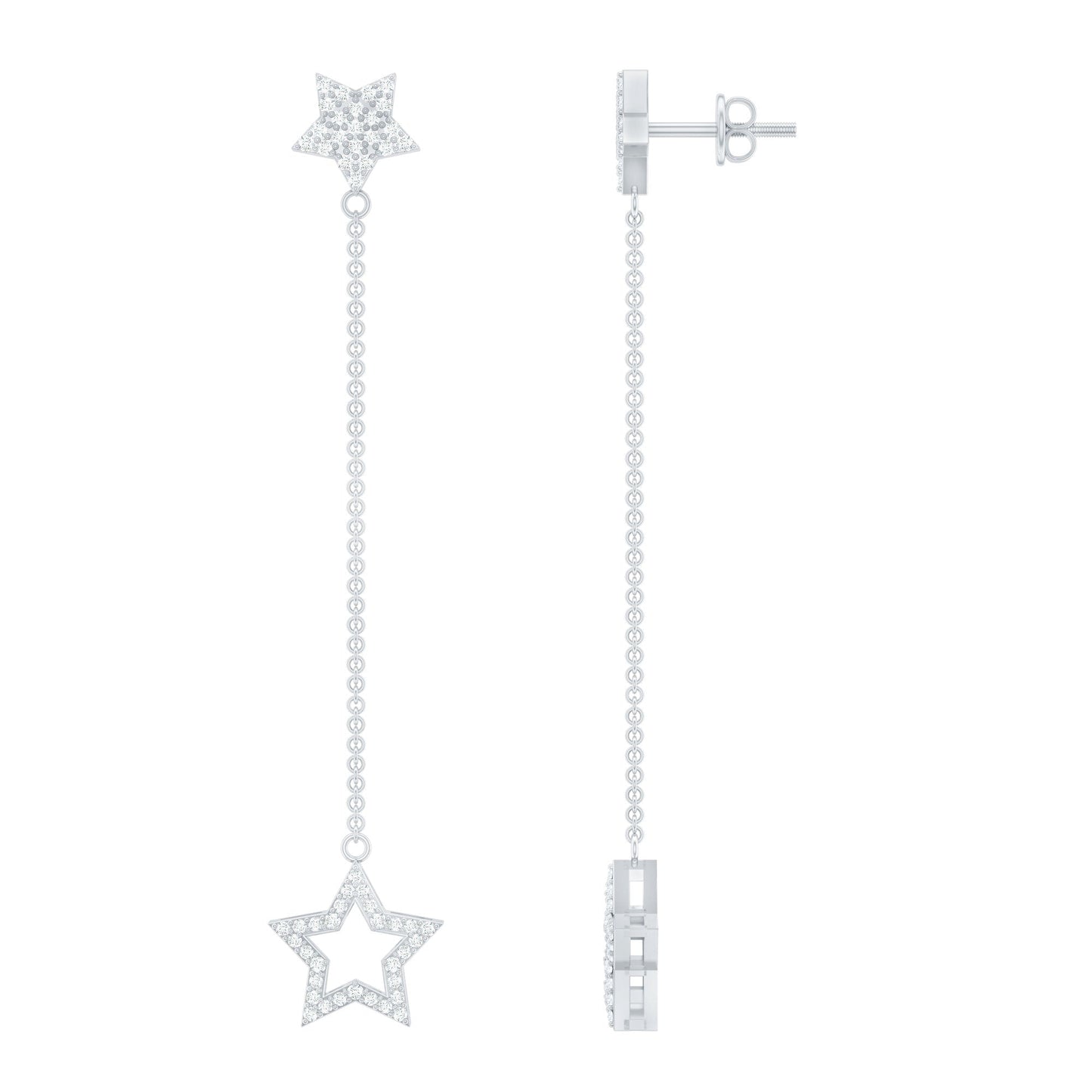 Certified Diamond Star Chain Earrings