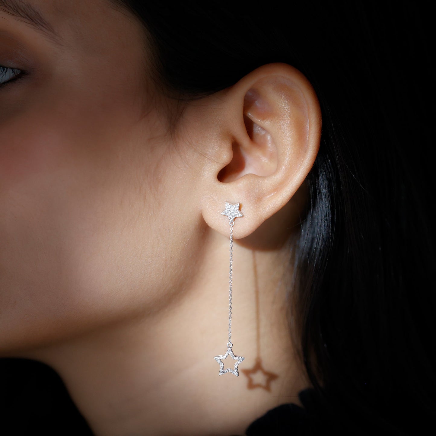 Certified Diamond Star Chain Earrings