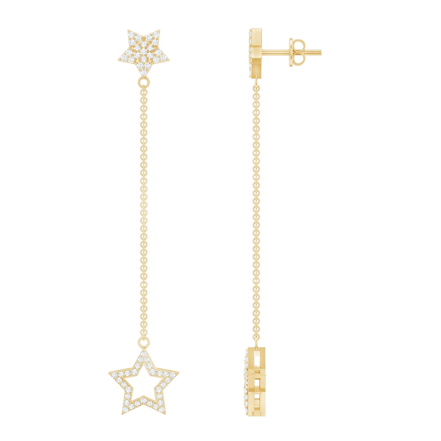 Certified Diamond Star Chain Earrings