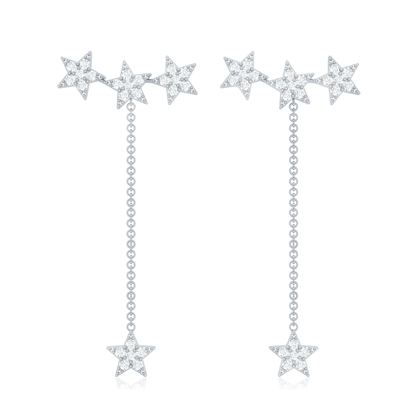 Natural Diamond Star Dangle Earrings