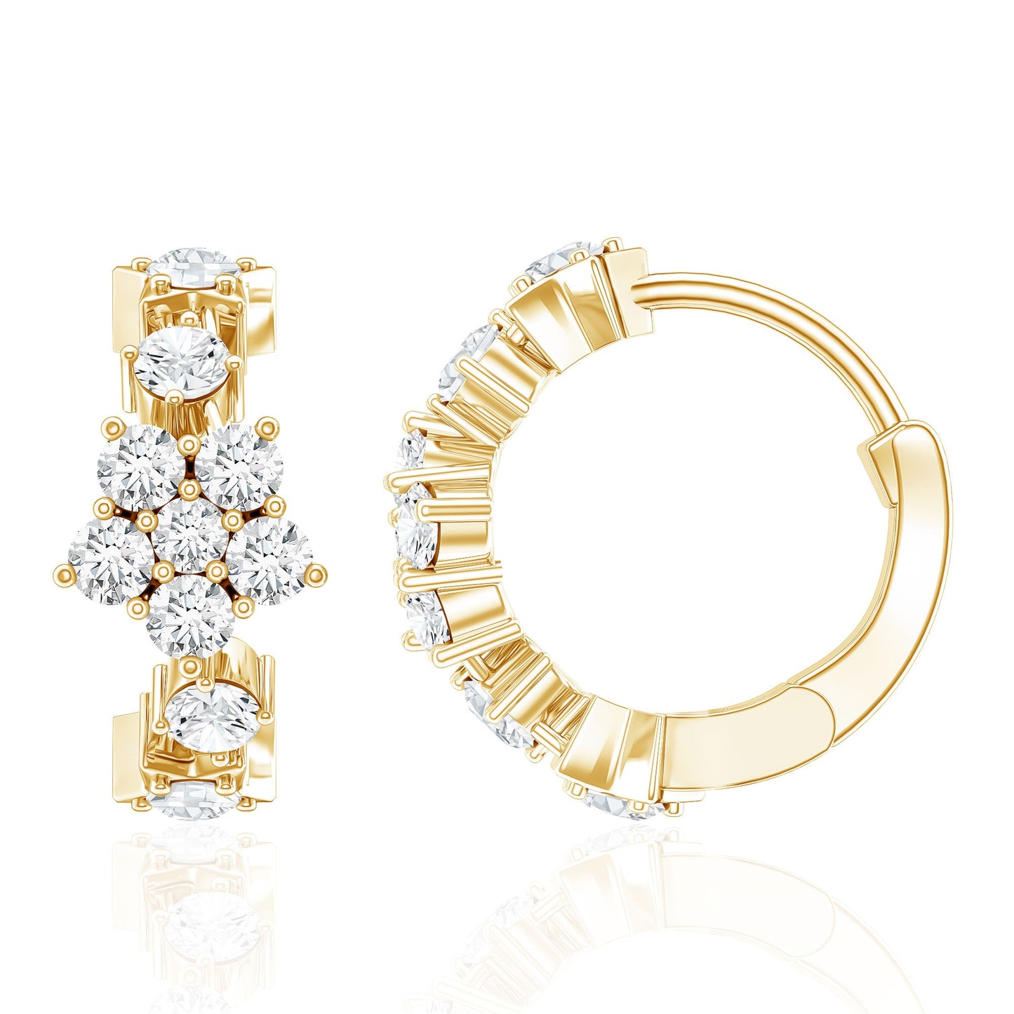 Certified Diamond Flower Hoop Earrings For Women