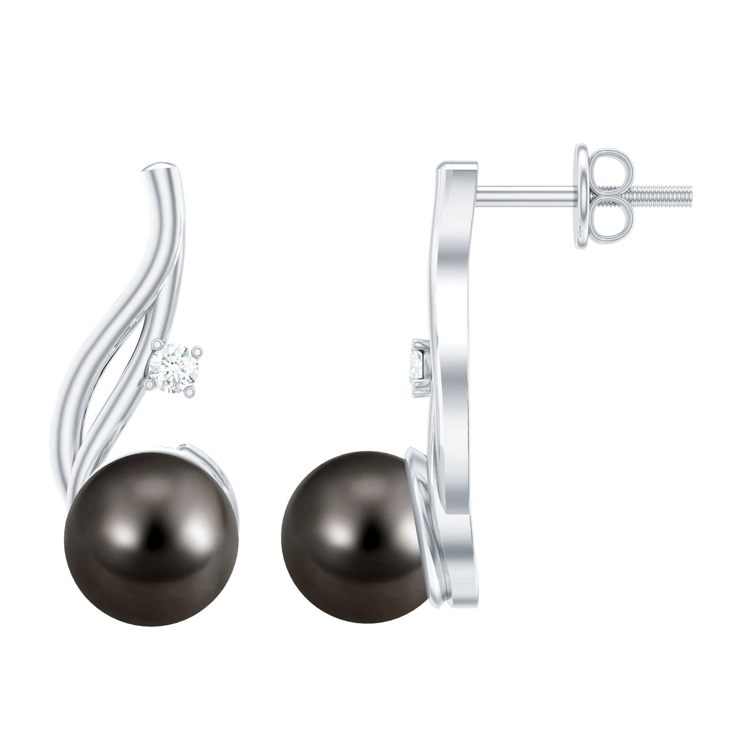 15 CT Solitaire Tahitian Black Pearl Drop Earrings for Women