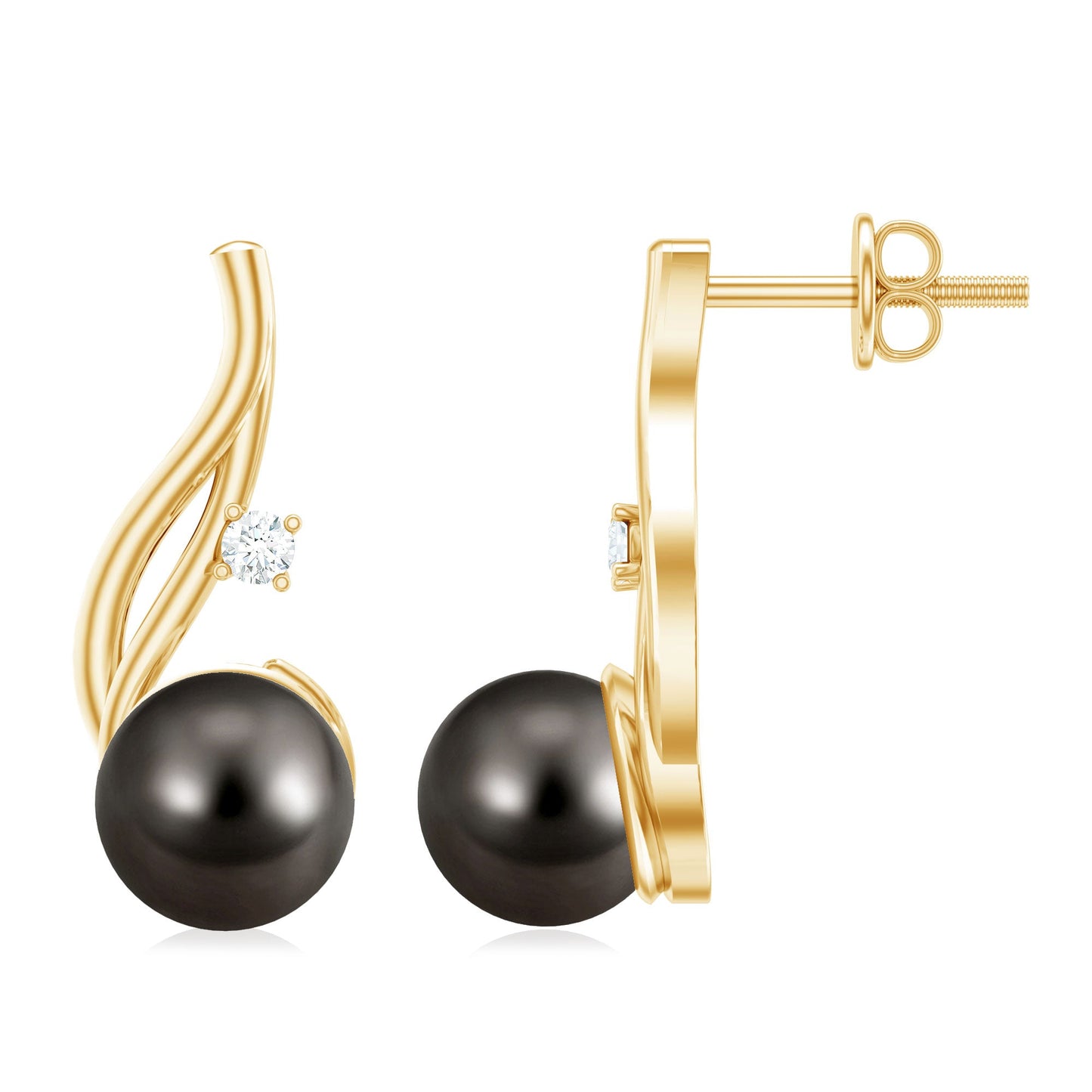 15 CT Solitaire Tahitian Black Pearl Drop Earrings for Women