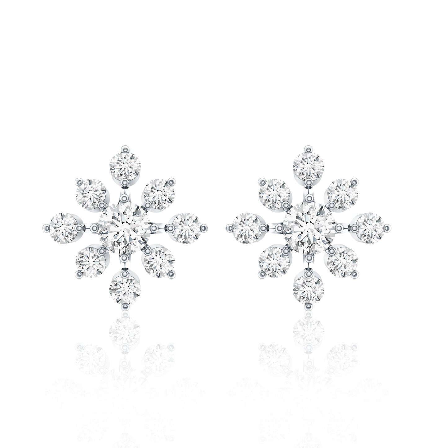 Round Cut Diamond Flower Stud Earrings for Women