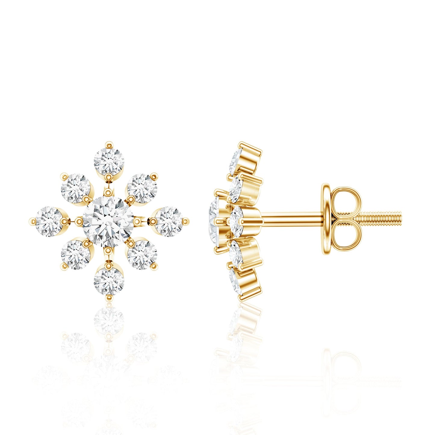 Round Cut Diamond Flower Stud Earrings for Women