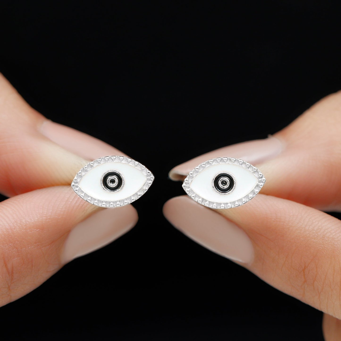 Enamel Evil Eye Stud Earrings for Women