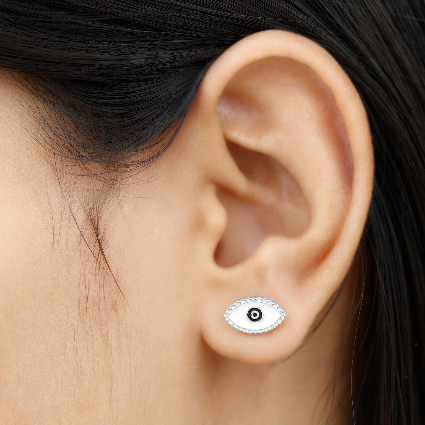 Enamel Evil Eye Stud Earrings for Women