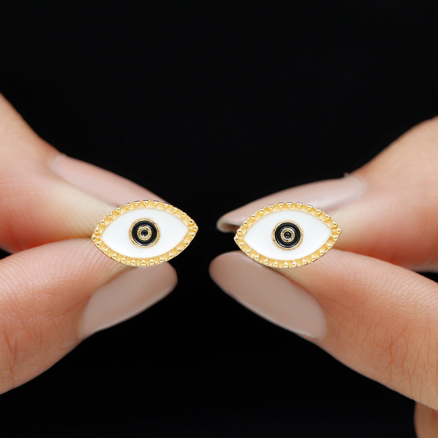 Enamel Evil Eye Stud Earrings for Women
