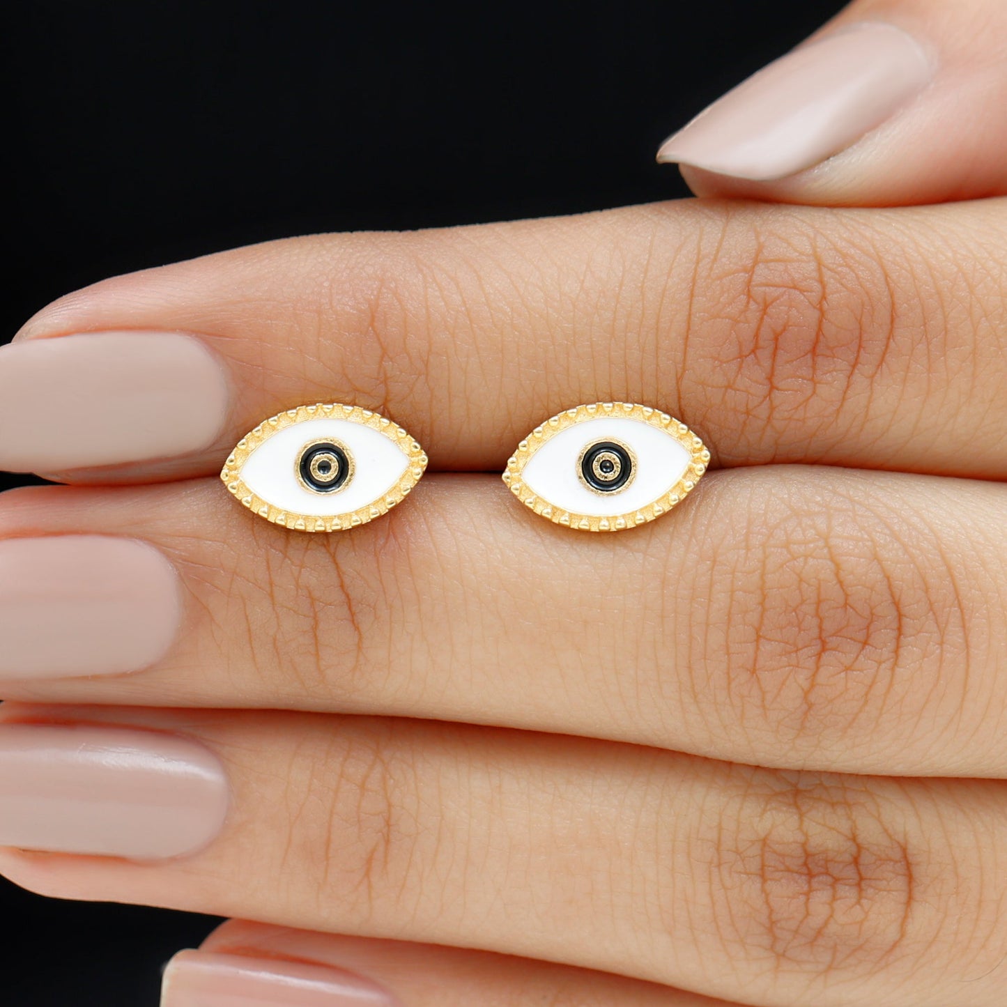 Enamel Evil Eye Stud Earrings for Women