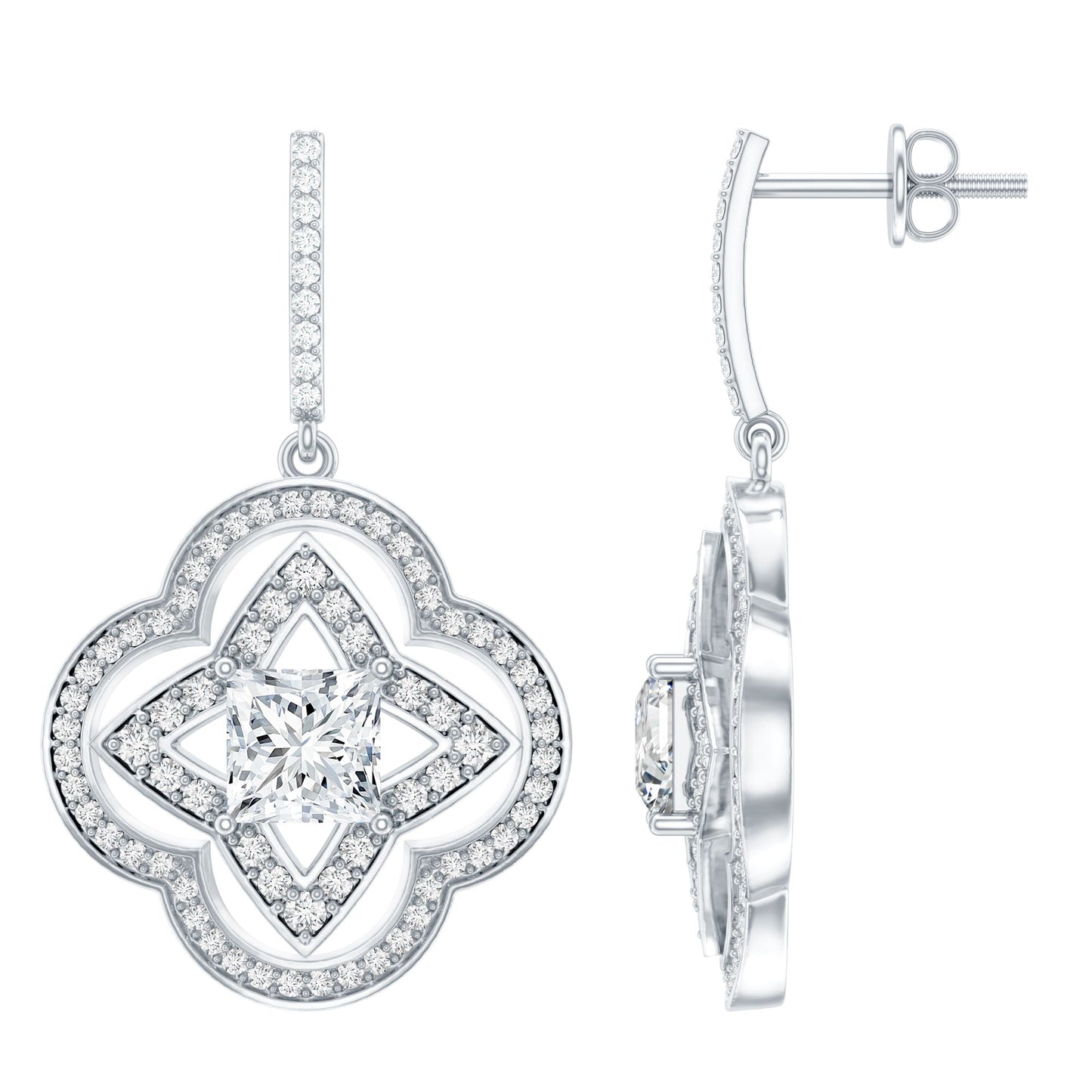 Certified Lab Grown Diamond Floral Drop Earrings