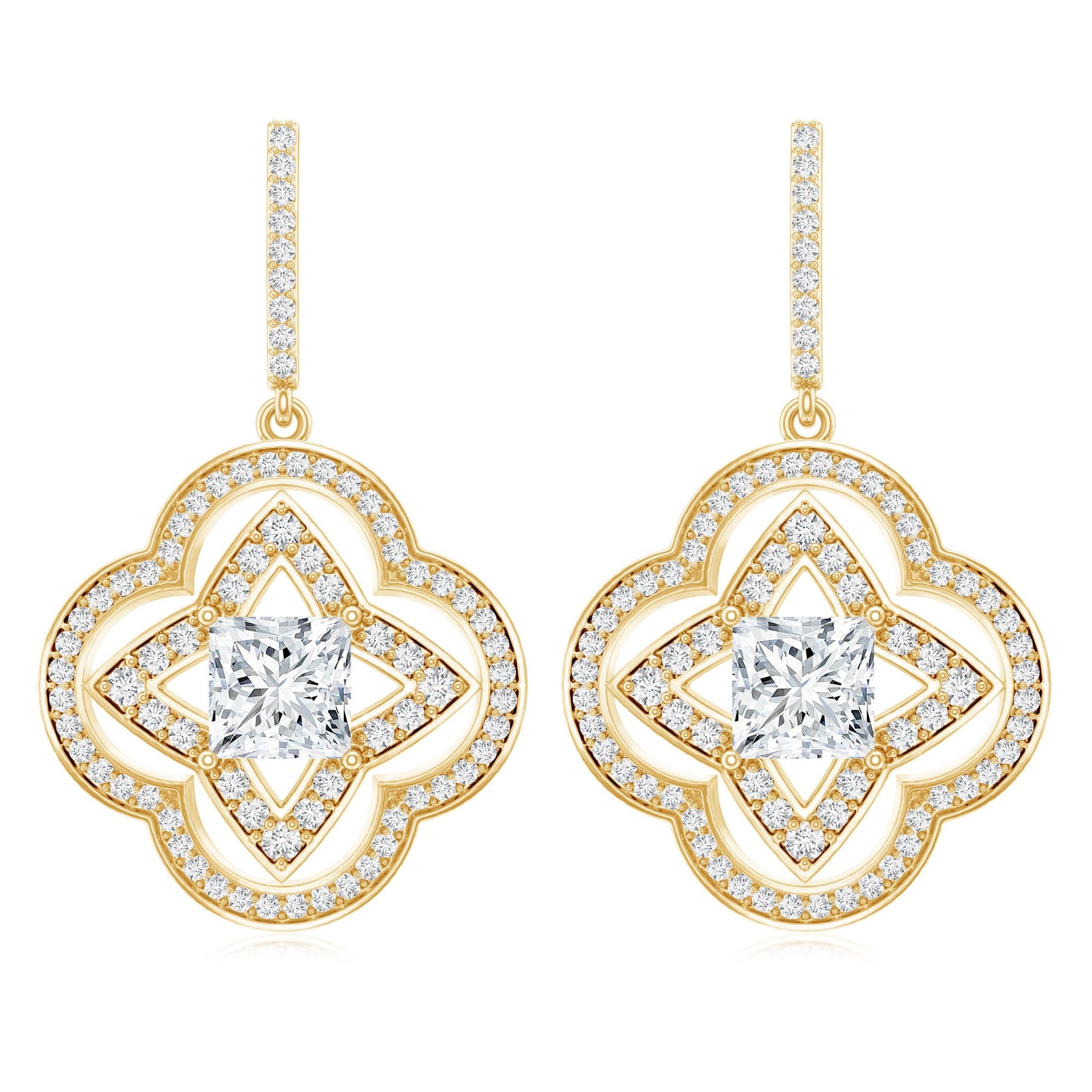 Certified Lab Grown Diamond Floral Drop Earrings