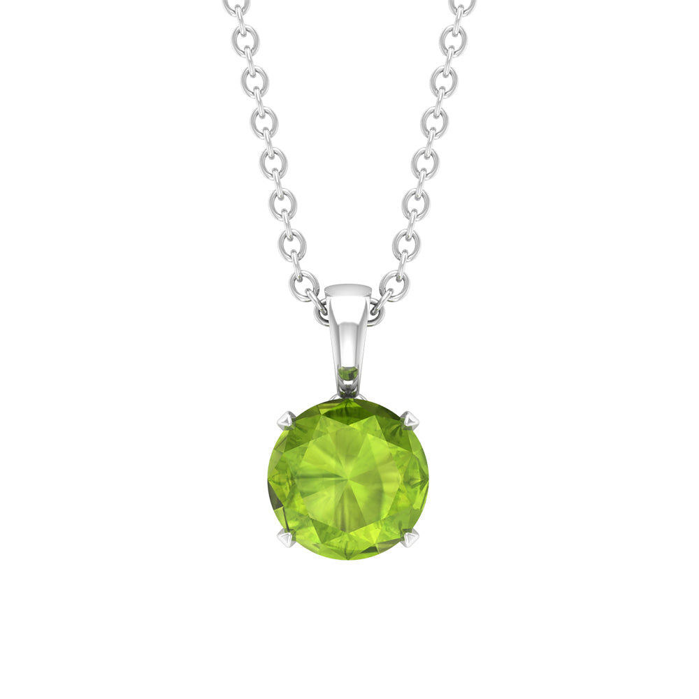 2 CT Round Cut Peridot Solitaire Pendant Necklace