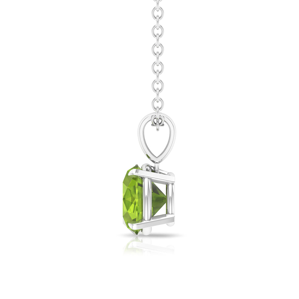 2 CT Round Cut Peridot Solitaire Pendant Necklace