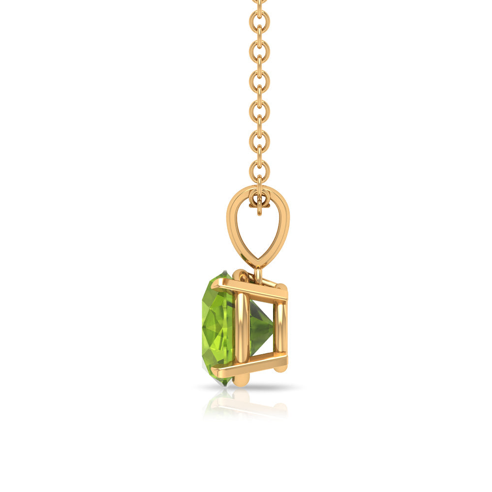 2 CT Round Cut Peridot Solitaire Pendant Necklace