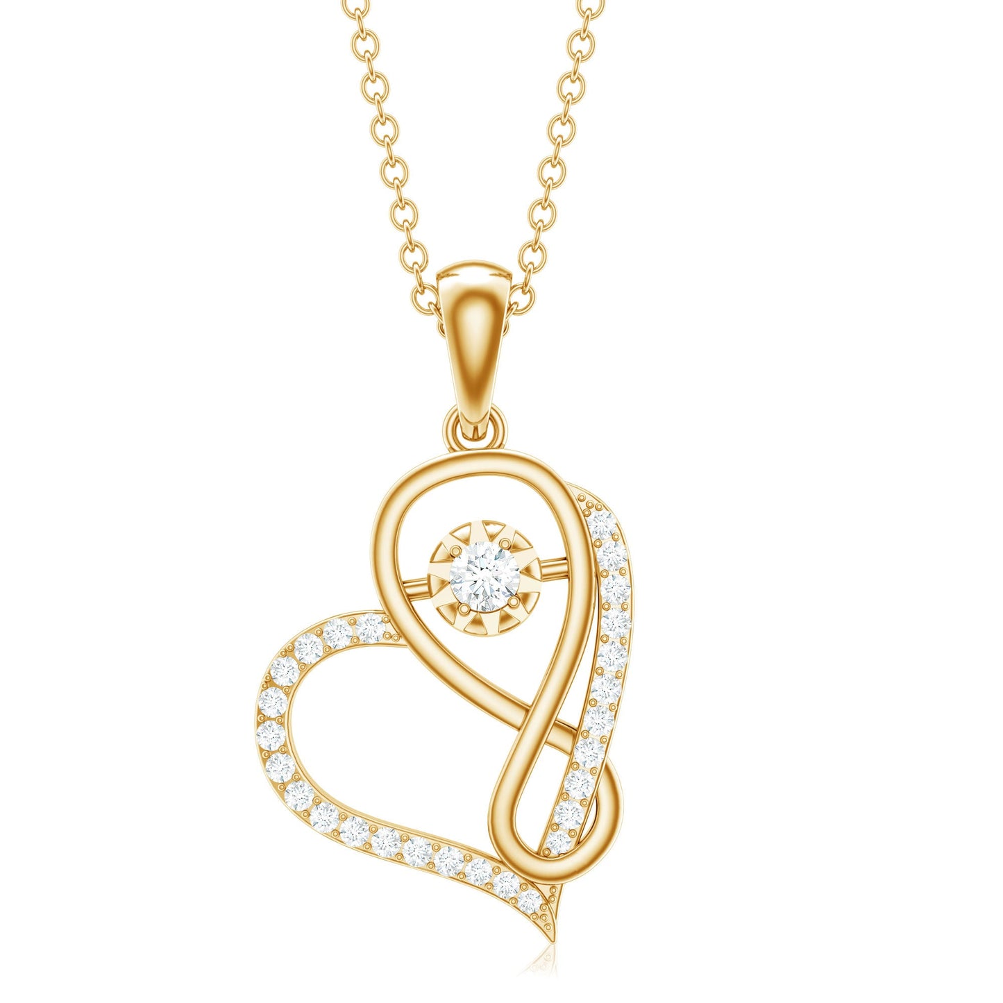 Womens Moissanite Infinity Heart Pendant Necklace With Chain