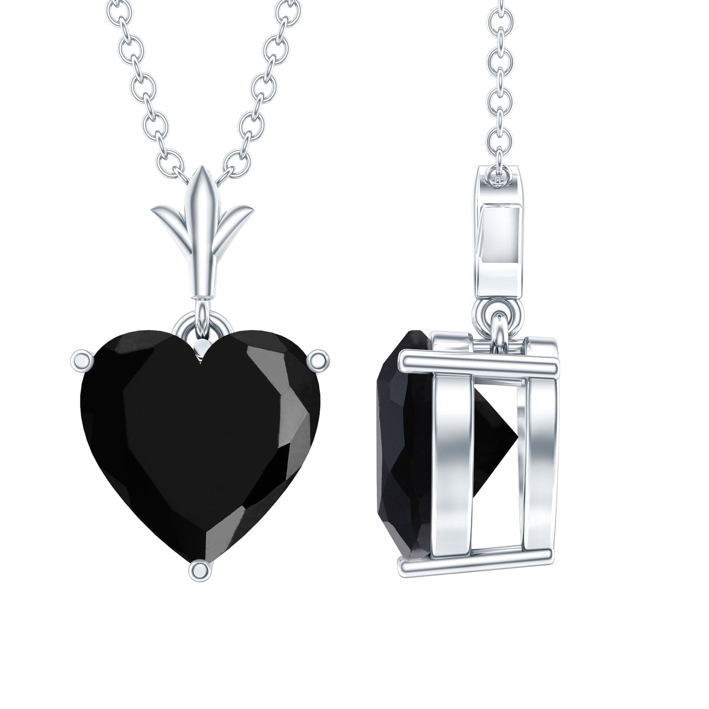 2 CT Heart Shape Black Onyx Solitaire Pendant