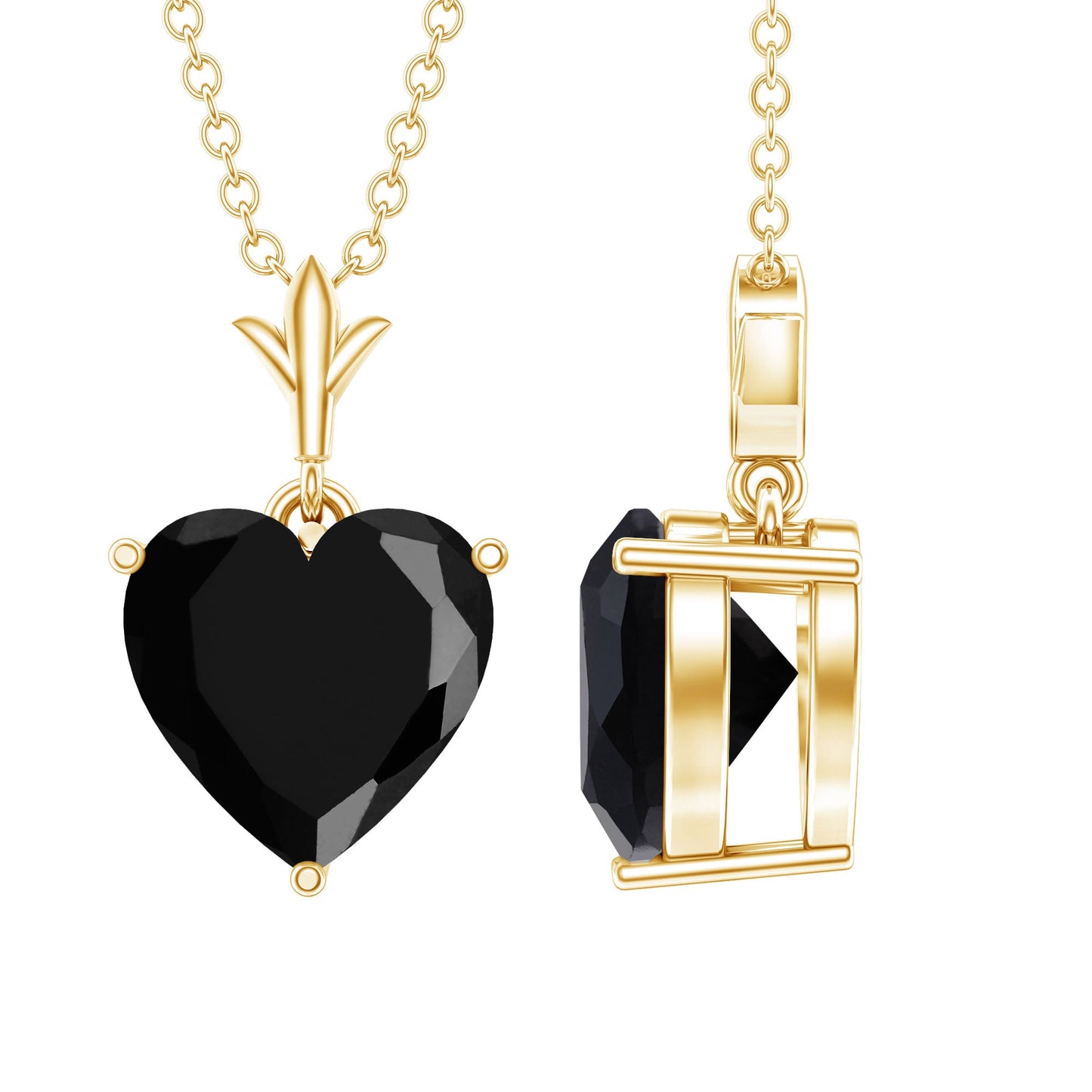 2 CT Heart Shape Black Onyx Solitaire Pendant