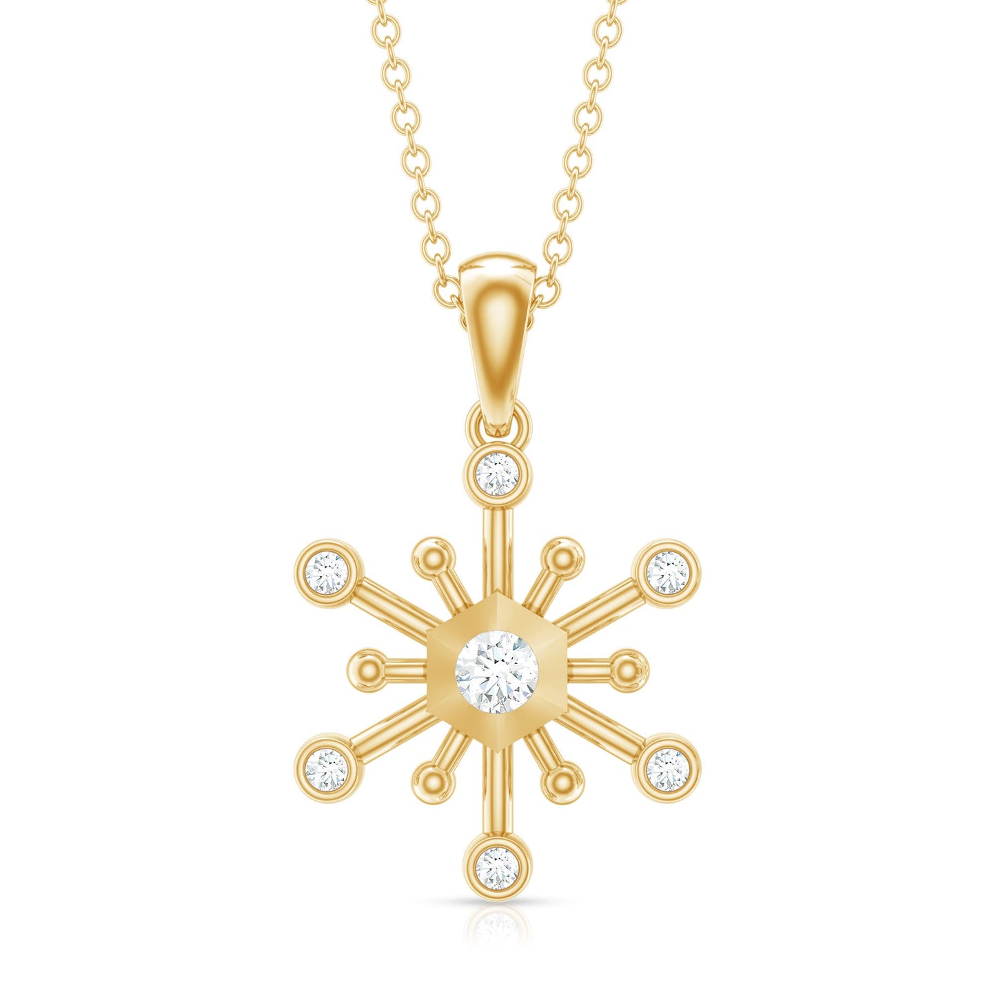 Diamond Snowflake Pendant Necklace for Women