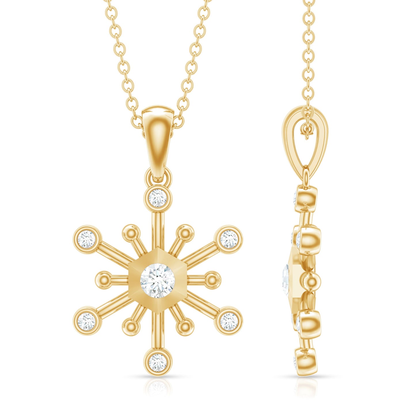 Diamond Snowflake Pendant Necklace for Women