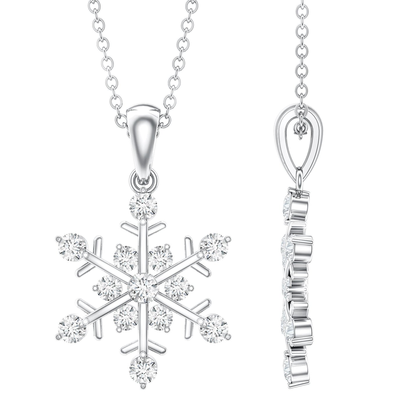 Certified Moissanite Snowflake Necklace Pendant for Women