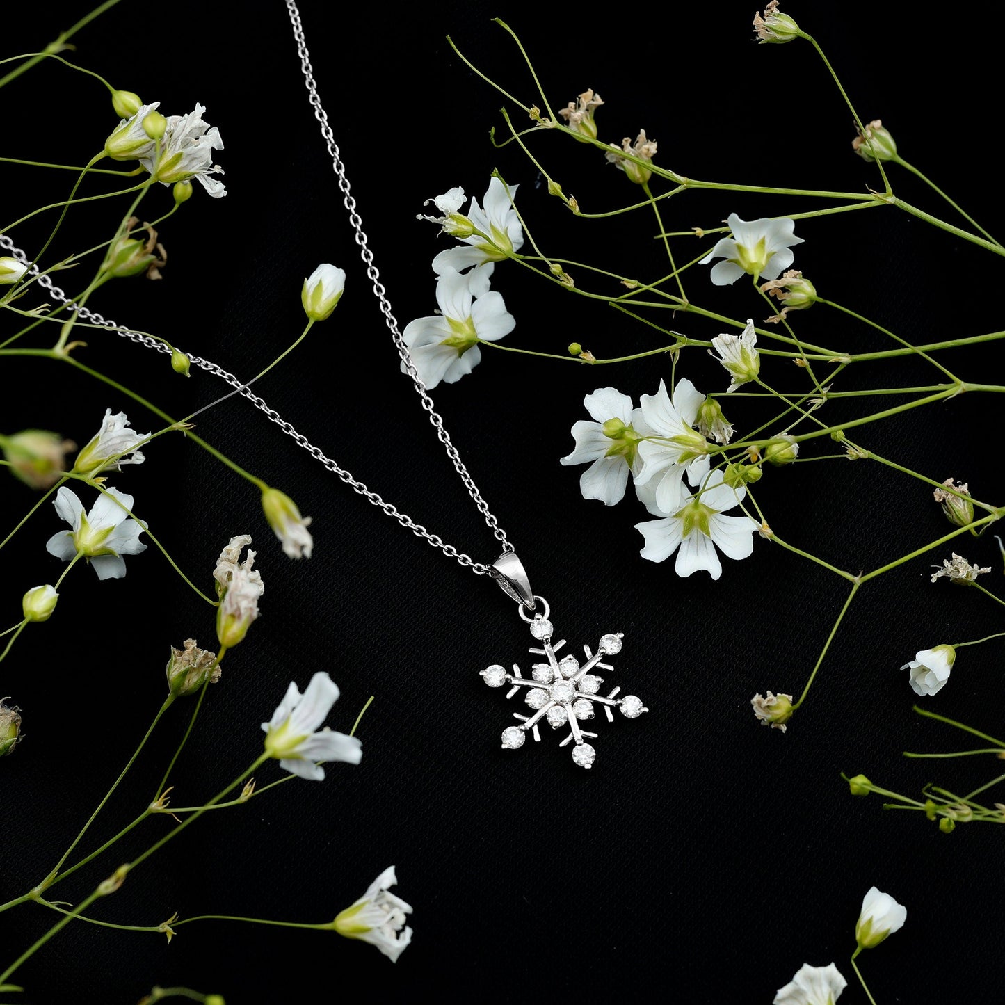 Certified Moissanite Snowflake Necklace Pendant for Women