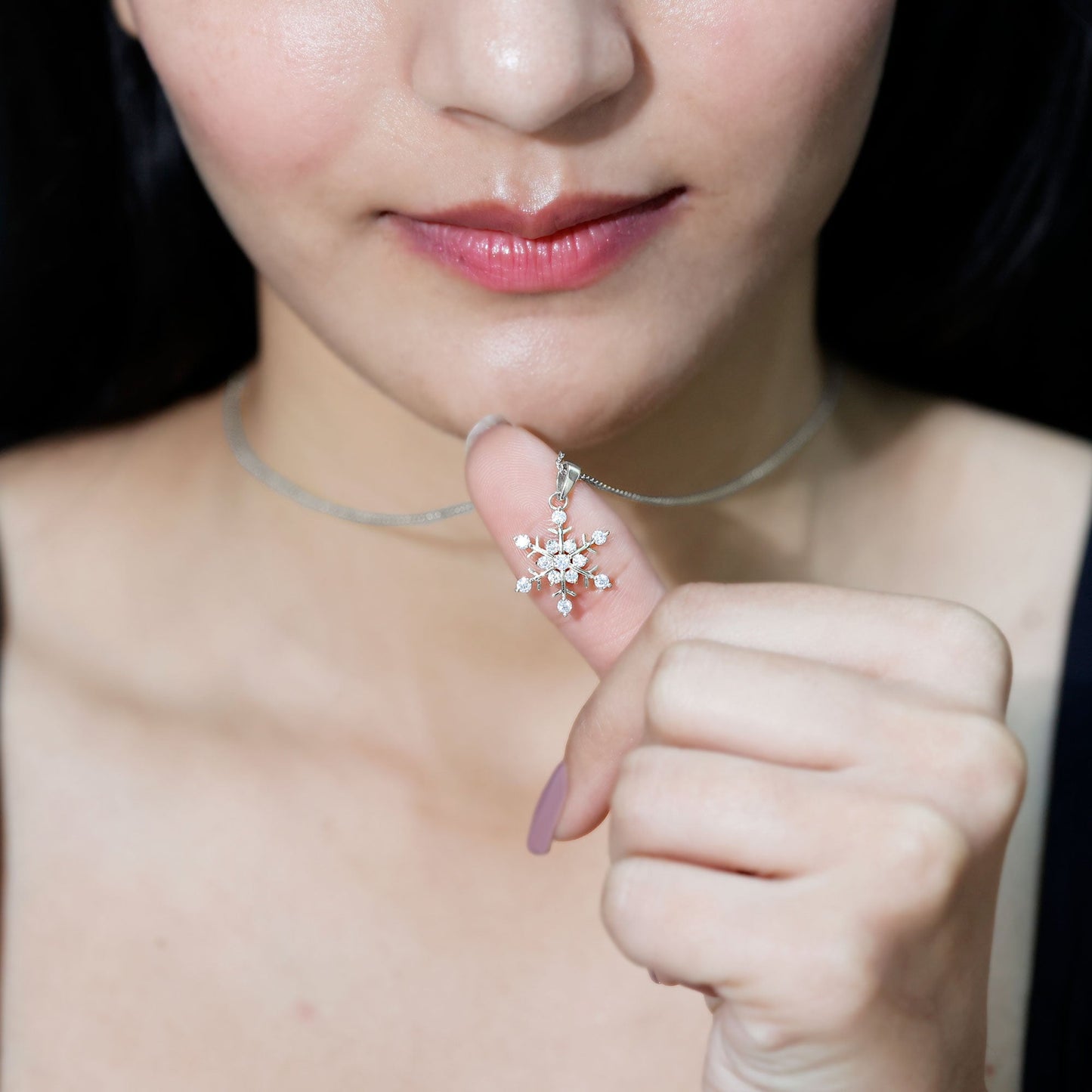 Certified Moissanite Snowflake Necklace Pendant for Women