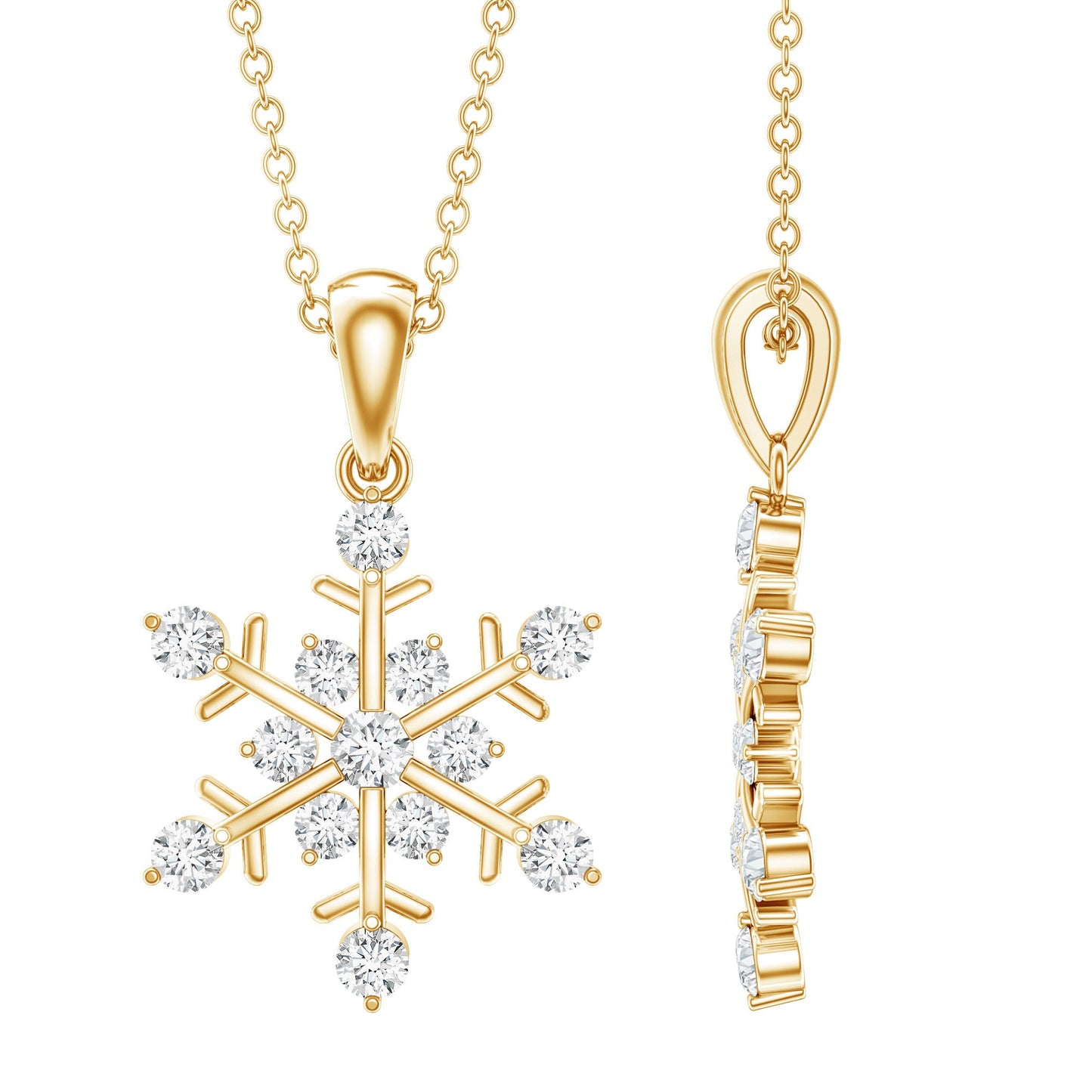 Certified Moissanite Snowflake Necklace Pendant for Women