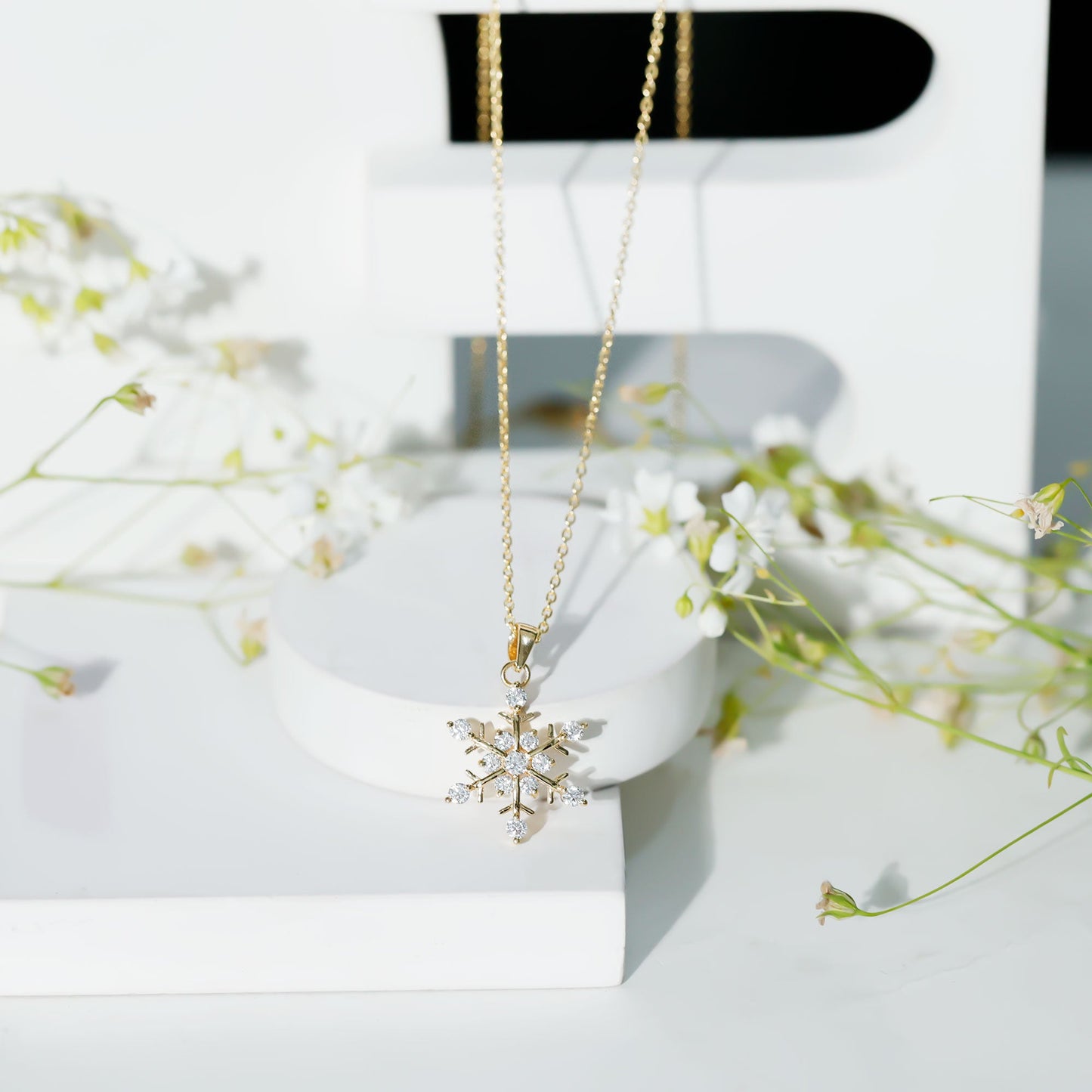 Certified Moissanite Snowflake Necklace Pendant for Women