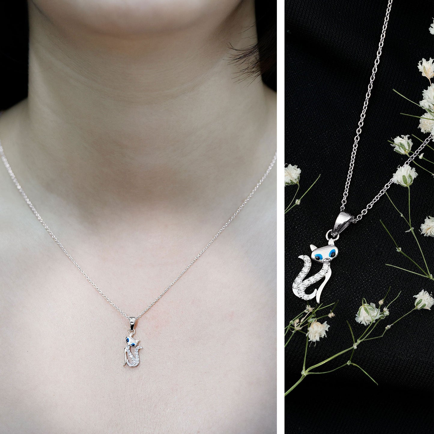 Certified Diamond Kitty Necklace For Women
