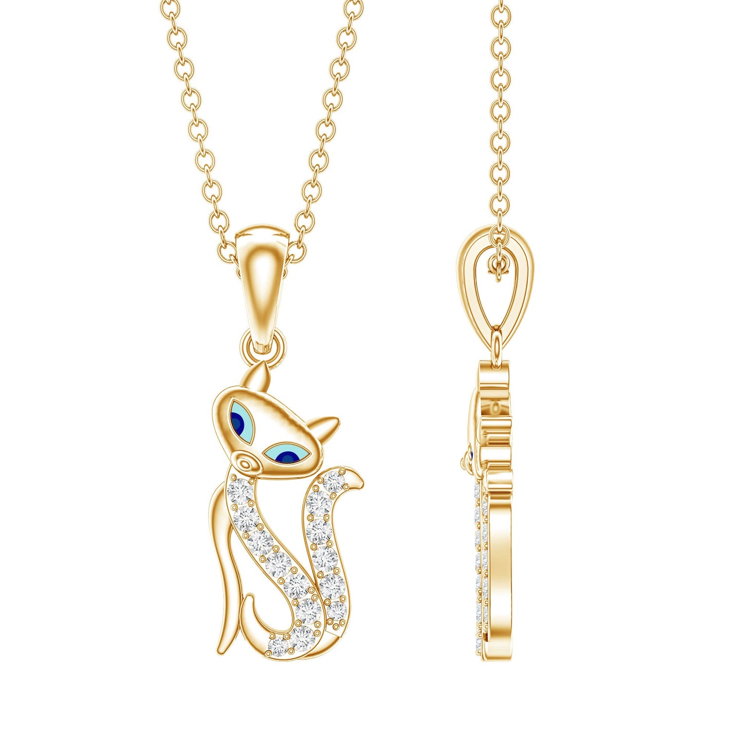Certified Diamond Kitty Necklace For Women