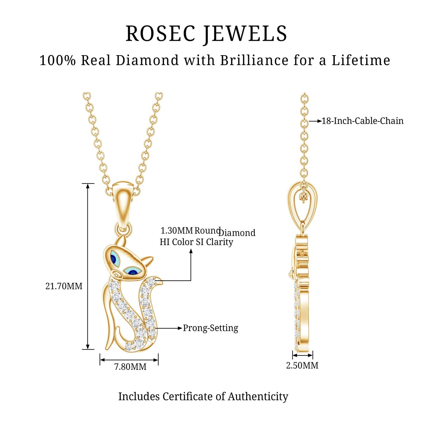 Certified Diamond Kitty Necklace For Women
