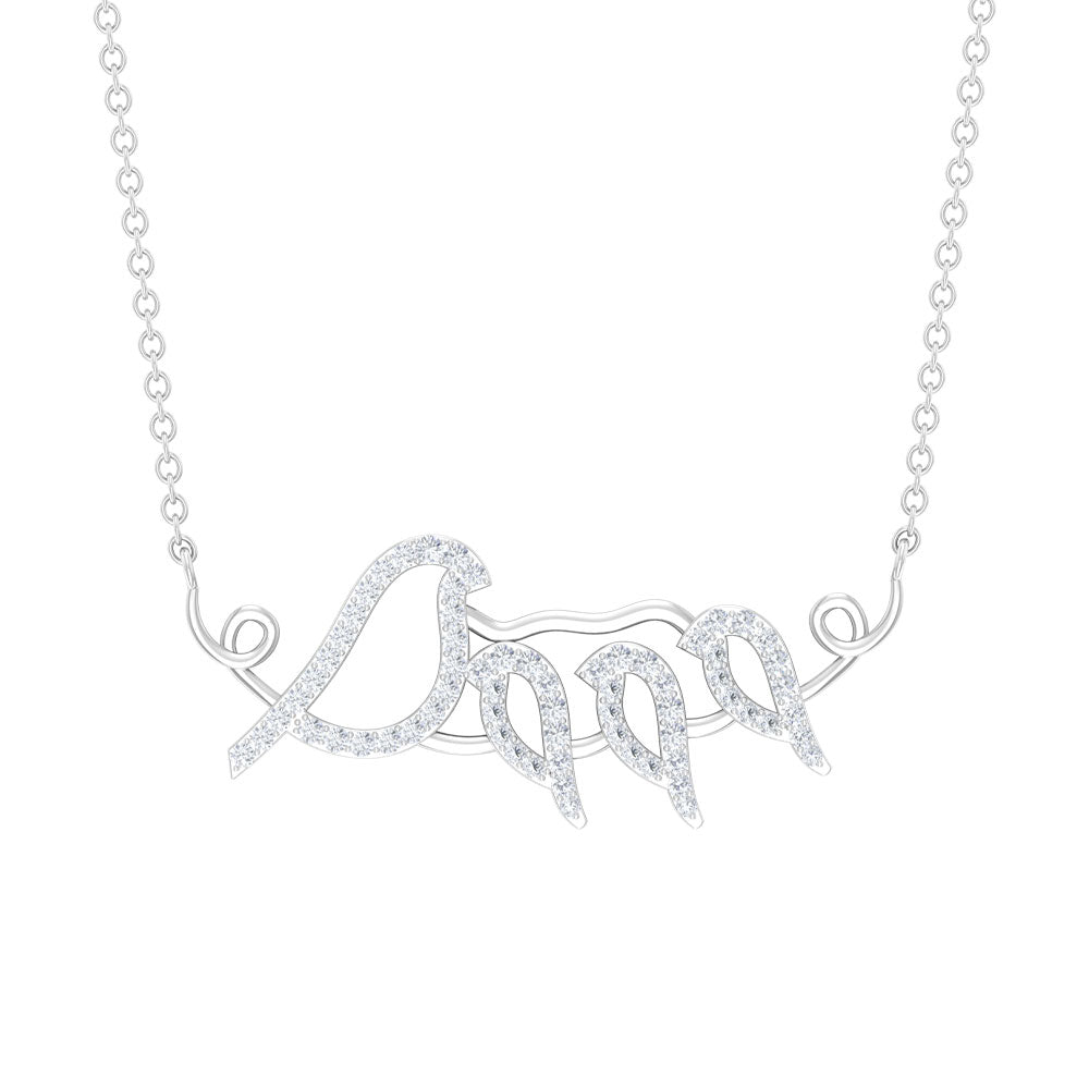 Mama Bird Necklace with Pave Set Moissanite