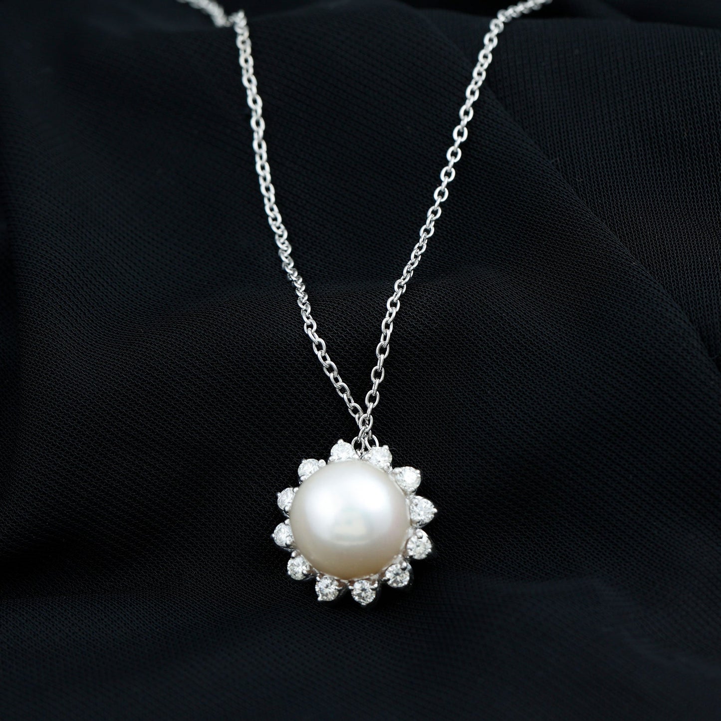 Natural 11 Carat Freshwater Pearl Flower Necklace in Silver