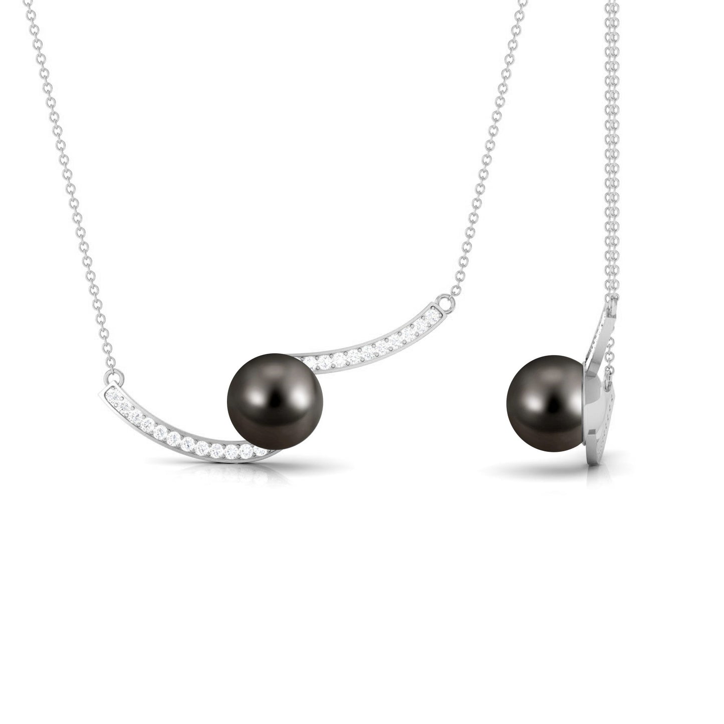 7.5 Carat Tahitian Pearl Minimal Bar Necklace with Diamond
