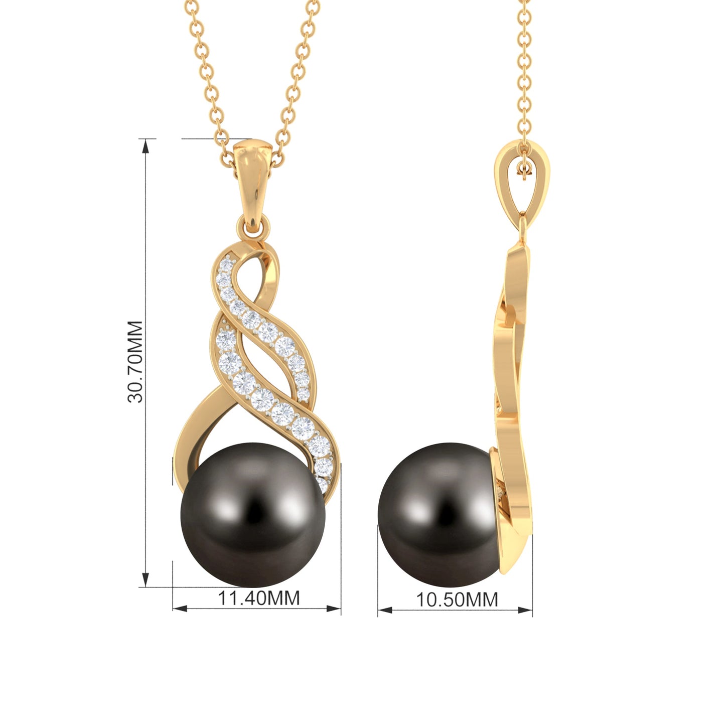 8 Carat Tahitian Pearl and Diamond Designer Pendant
