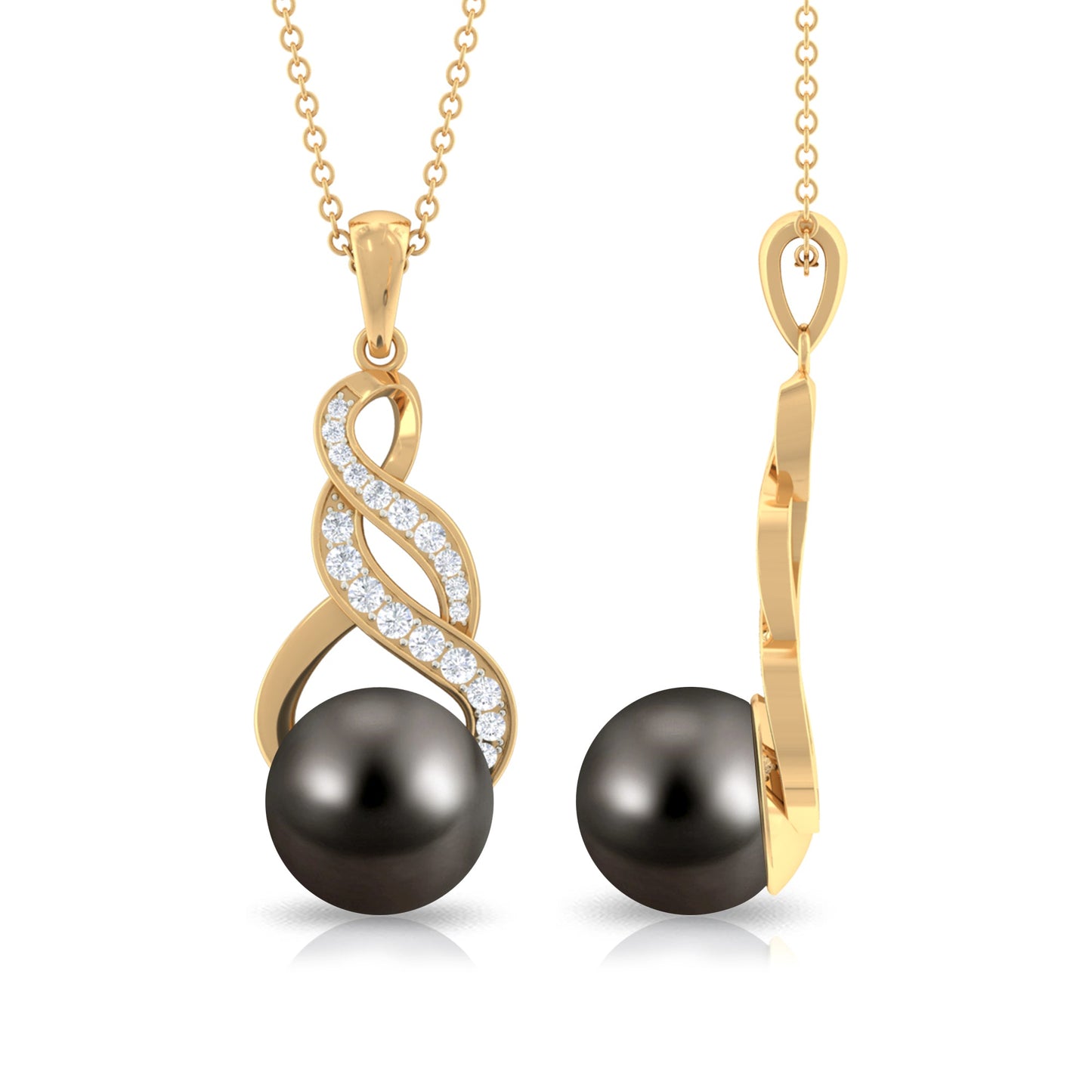 8 Carat Tahitian Pearl and Diamond Designer Pendant