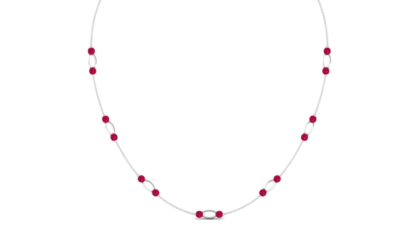 Lab Created Ruby Contemporary Station Chain Necklace