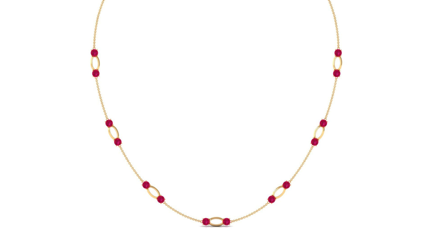 Lab Created Ruby Contemporary Station Chain Necklace