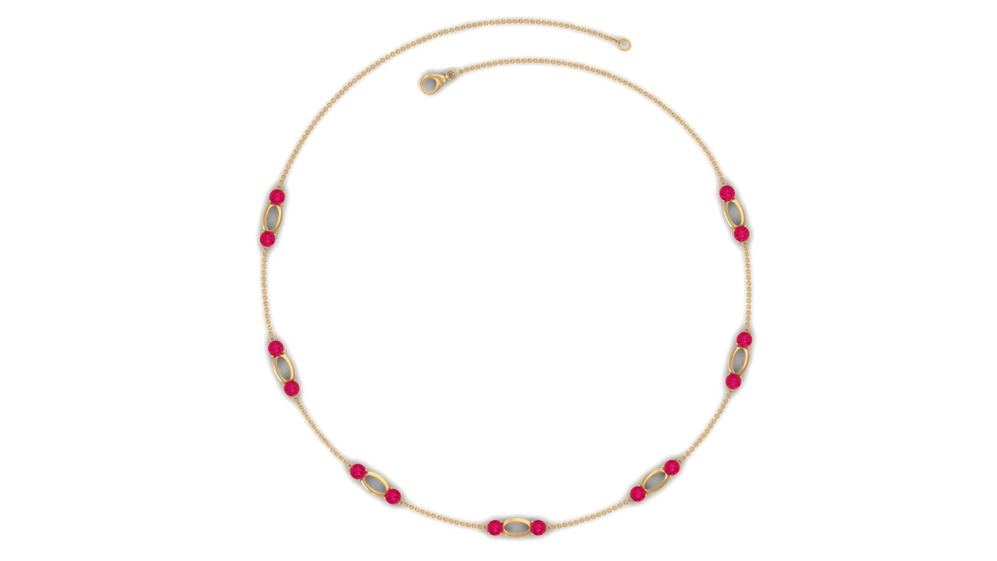Lab Created Ruby Contemporary Station Chain Necklace
