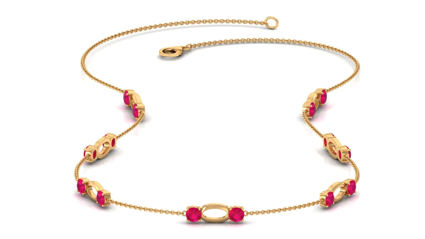Lab Created Ruby Contemporary Station Chain Necklace