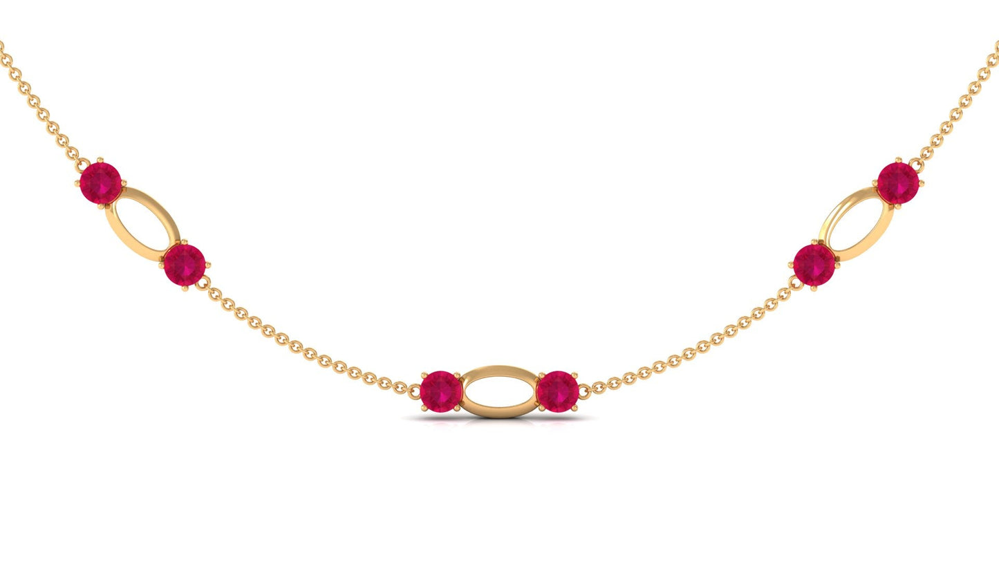 Lab Created Ruby Contemporary Station Chain Necklace