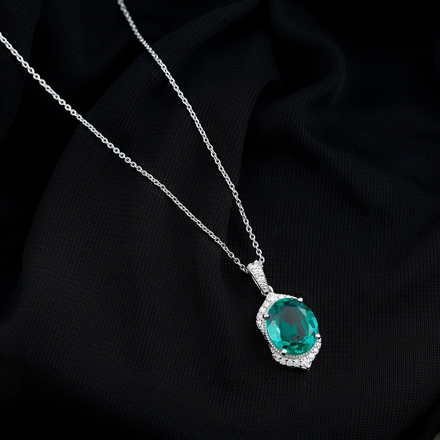 Art Deco Style 5 Carat Lab Grown Emerald Pendant Necklace with Diamond