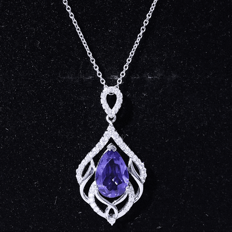 Lab Grown Blue Sapphire Designer Bridal Necklace with Diamond
