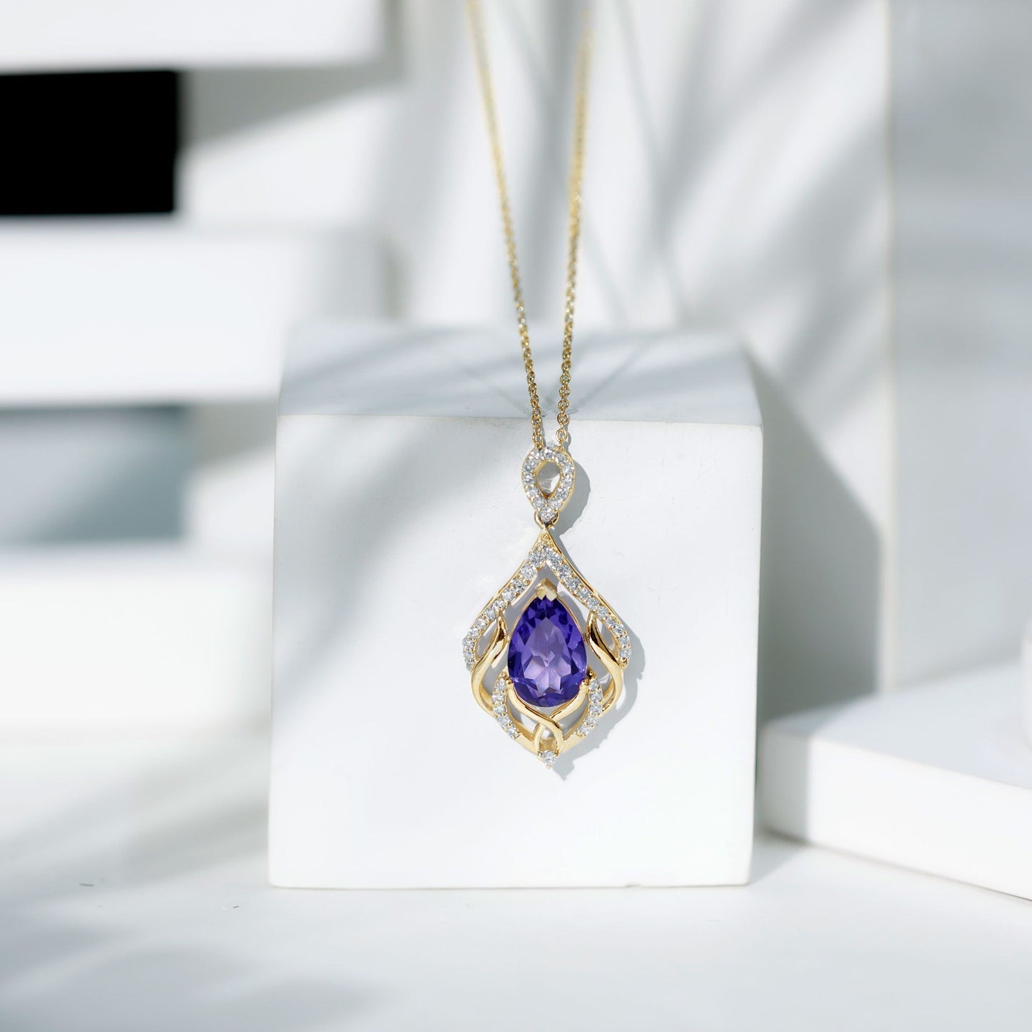 Lab Grown Blue Sapphire Designer Bridal Necklace with Diamond