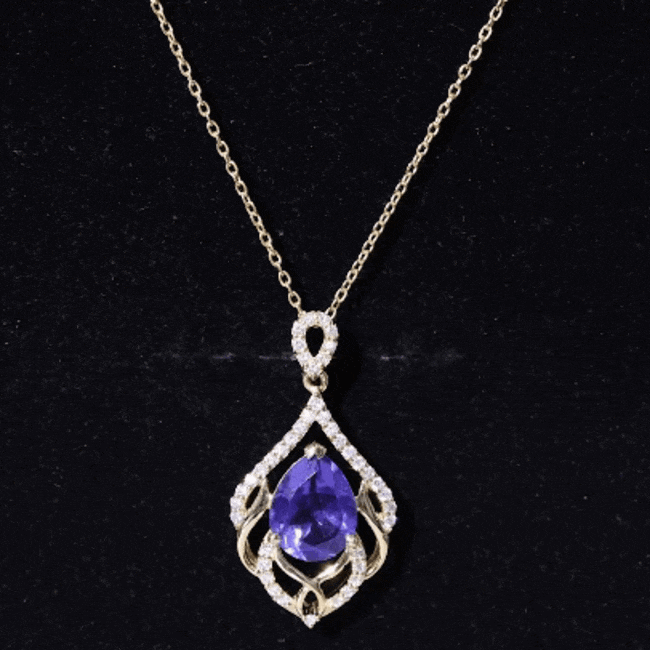 Certified Lab Grown Blue Sapphire Designer Necklace with Diamond Accent