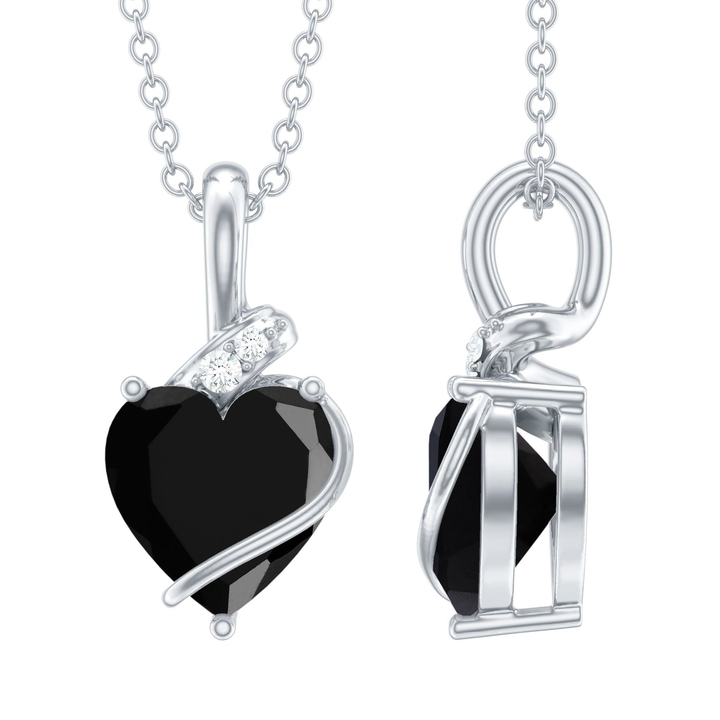 Certified 2.4 Carat Lab Grown Black Diamond Heart Necklace