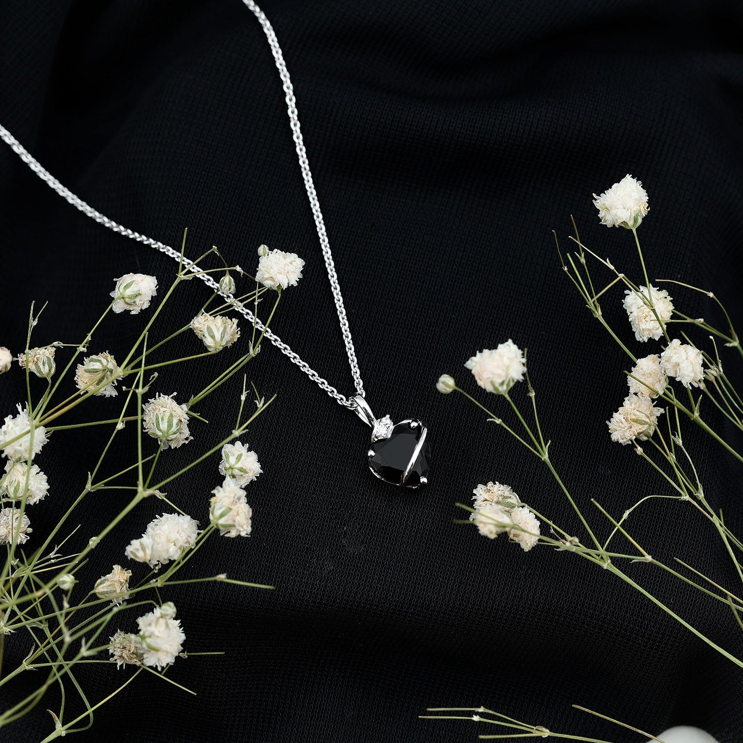 Certified 2.4 Carat Lab Grown Black Diamond Heart Necklace